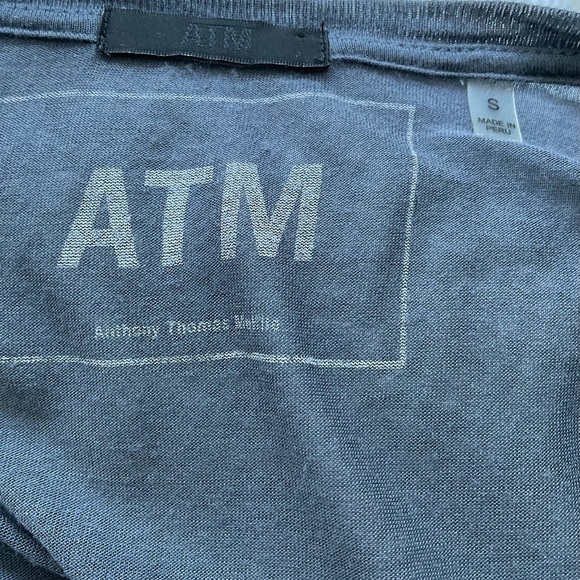 ATM Womens Short Sleeve Scoop Neck Boxy Tee Shirt Gray Modal Size Small - Picture 3 of 4